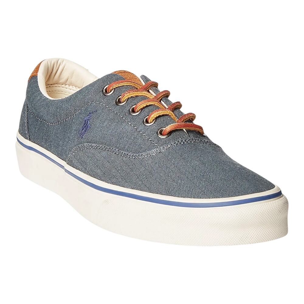 Polo Ralph Lauren Men's Keaton Suede Trim Herringbone Sneakers Blue Size 10 1/2